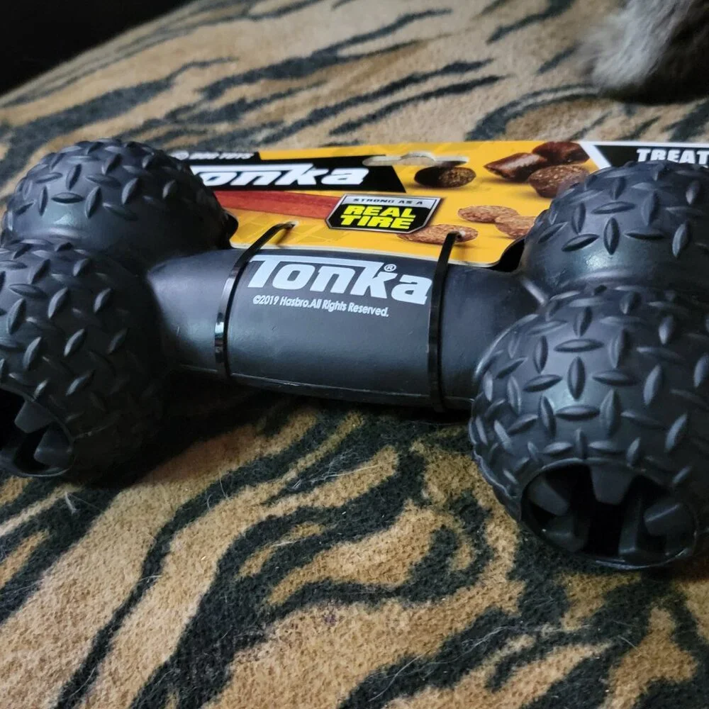 Dog Tonka Tire Dumbbell Toy Treat Feeder Tough Large Dog!